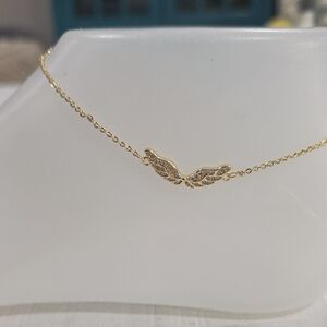 14k Gold Plated Wing Ankle Chain with Pavé Crystals - Women Jewelry